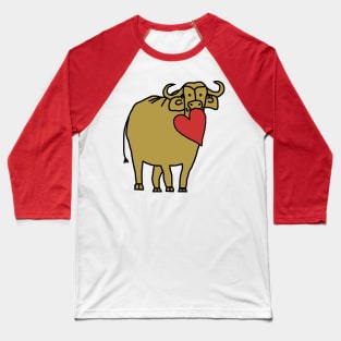 Gold Ox With Red Heart Valentine on Valentines Day Baseball T-Shirt